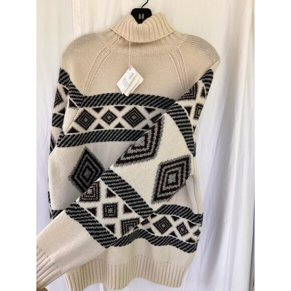 Brunello Cucinelli Ethnic Jacquard Turtleneck Sweater Fair Isle Roll Neck IT 50 - Picture 8 of 16